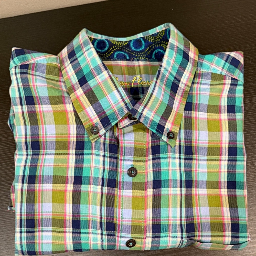 Alan Flusser Vibrant Plaid Button Down Shirt